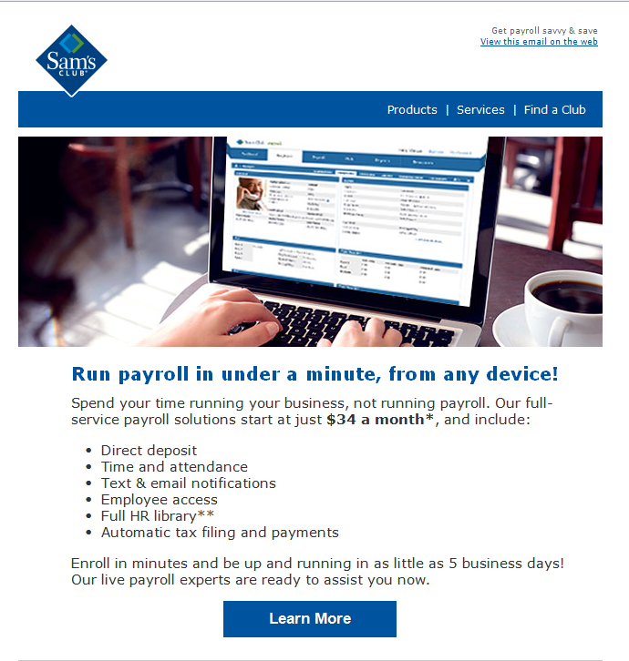 Sams Club Payroll Software Email