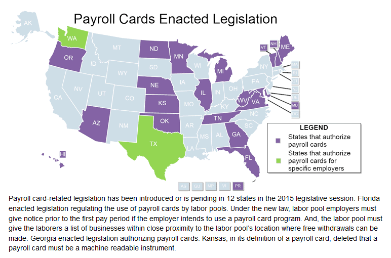 Payroll Card Rules by State